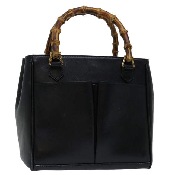 GUCCI Bamboo Hand Bag Leather Black 000 122 0316 Auth 68517 - Picture 1 of 16